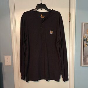 Carhartt Men's Long-Sleeve Henley in Dark Charcoal